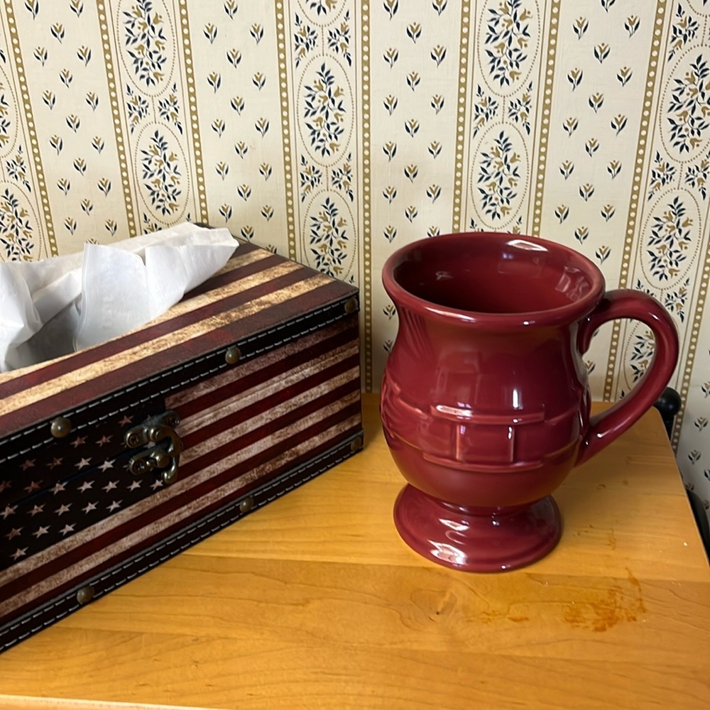 Discontinued Longaberger Pottery Woven Traditions Grandmug Latte Paprika Red Mug